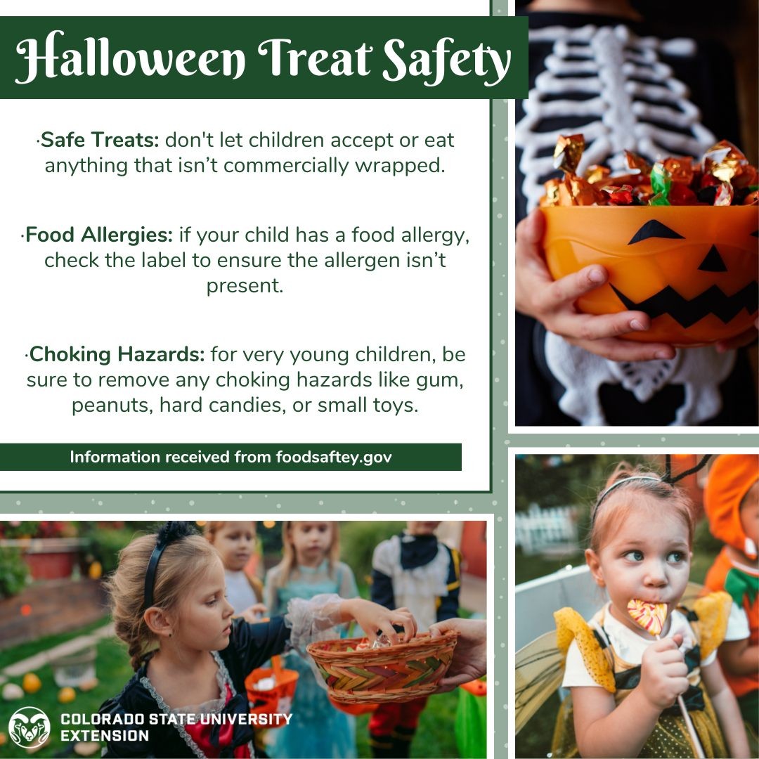 Make sure Halloween treats are safe for kids with these helpful tips! Learn more by visiting the link in our bio.

 #foodsmartcolorado #halloween #treats #candy  #safety  #food #allergies