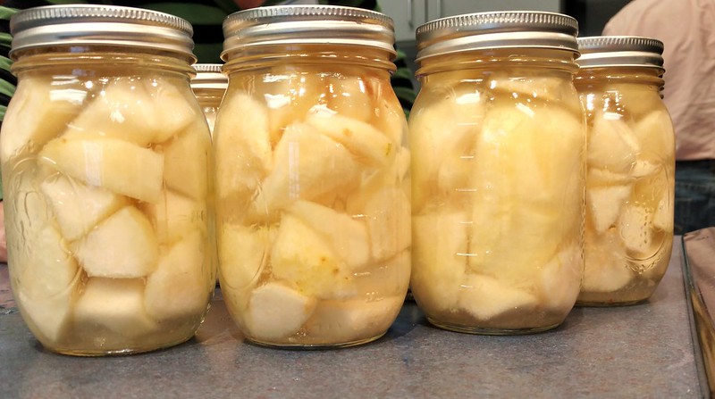 Canned peaches in jars, finished product.