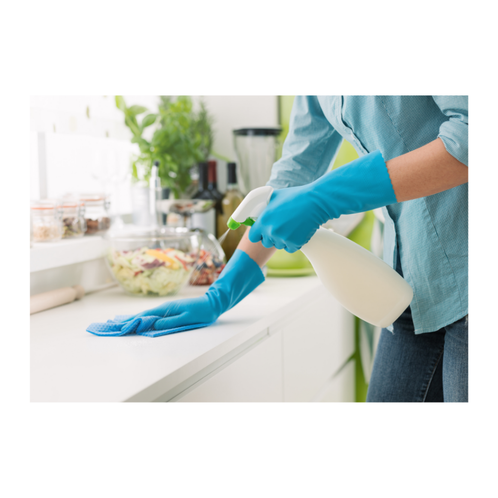 Sanitizing a kitchen counter