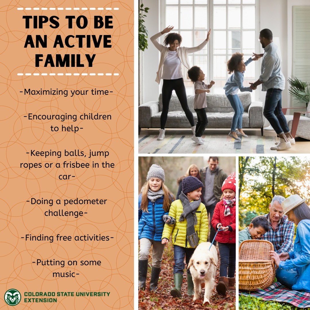 Being physically active as a family is a great way to spend time together and promote healthy living. Visit the link in our bio to find ways to fit physical activity into your family's schedule.

#foodsmartcolorado #activities #physicalactivity #healthyliving #schedule #healthbenefits #walking #bike