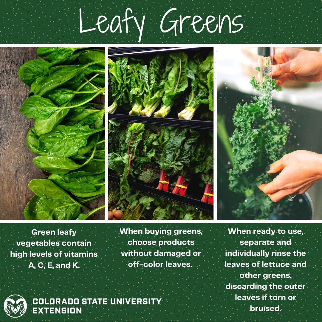 Learn all about the health benefits and safe handling of leafy greens by visiting the link in the bio!

 #foodsmartcolorado  #greens  #leafygreens  #coloradoproduce  #vitamins  #healthbenfits